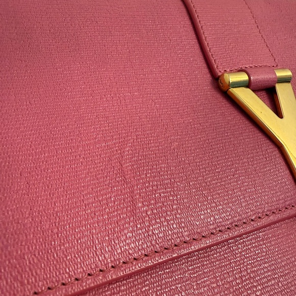 Yves Saint Laurent- YSL Y Clasp Pink Leather Clutch